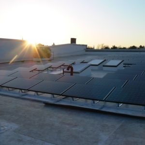 Roof mounted photovoltaic system at Thornes Marketplace